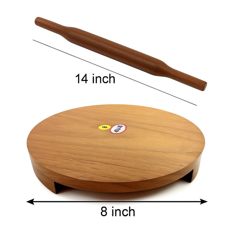 Shriya Wooden Chakla Belan Set Indian Rolling Board and Pin Natural Teak Wood Roti Maker Board for Chapati, Dough, and Pizza Handmade Kitchen Tool for Everyday Cooking - Image 2